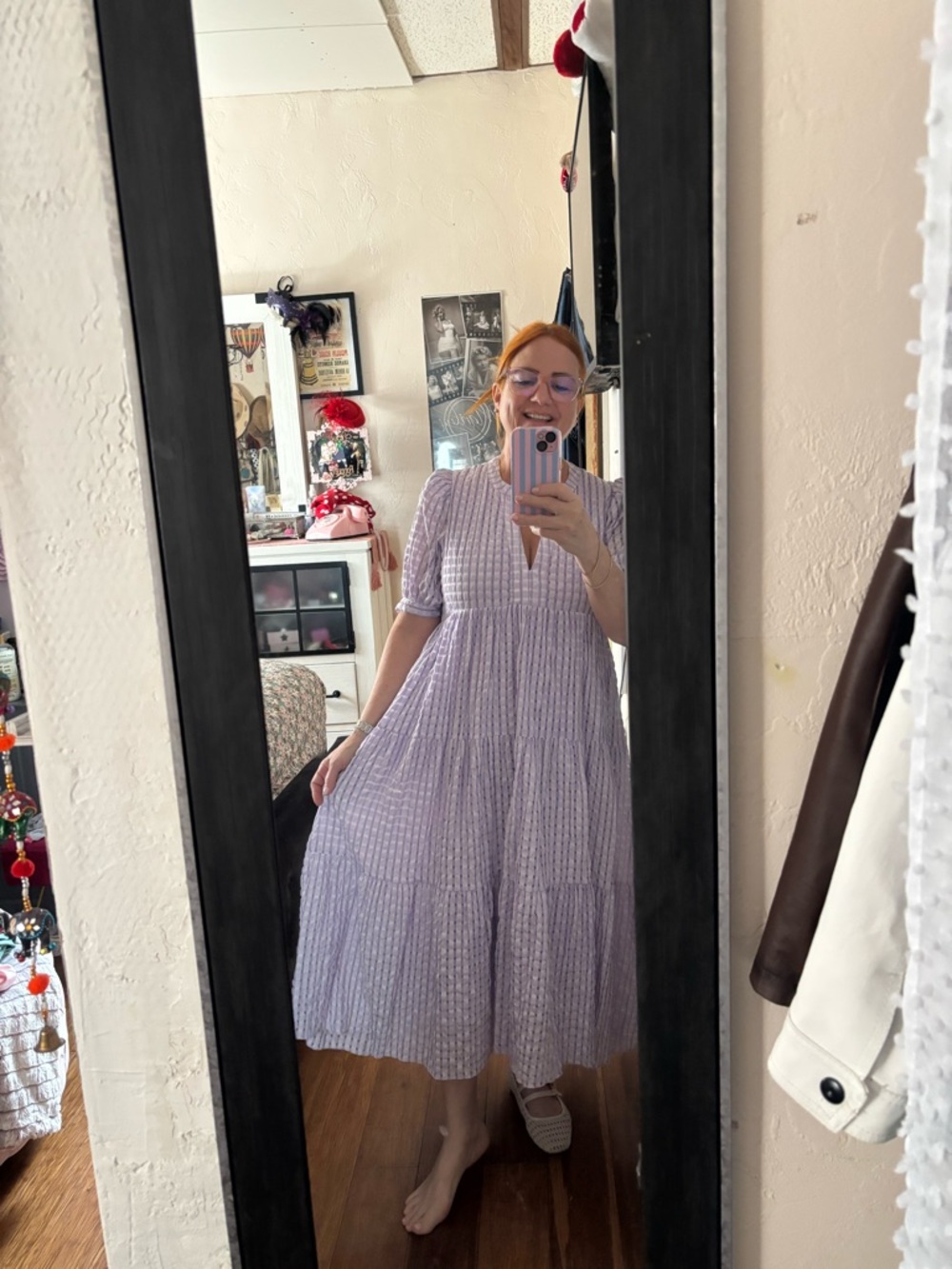 English Factory Lavender Tiered Maxi Dress with V-Neckline